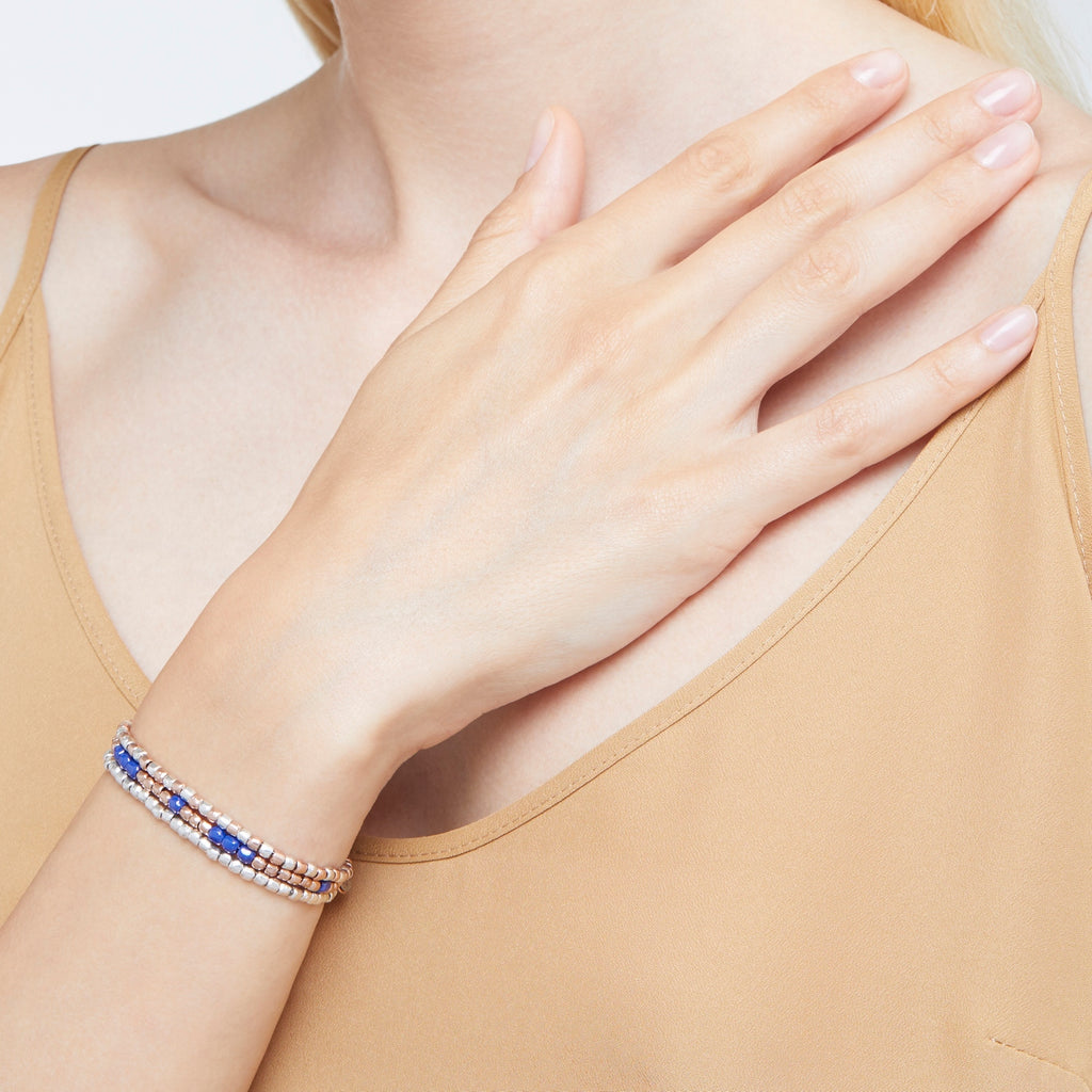 Mini Granelli Bracelet - 9K Rose Gold & Blue Ceramic