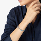 Armband Nodo - Zilver & blauw en lichtblauw koord