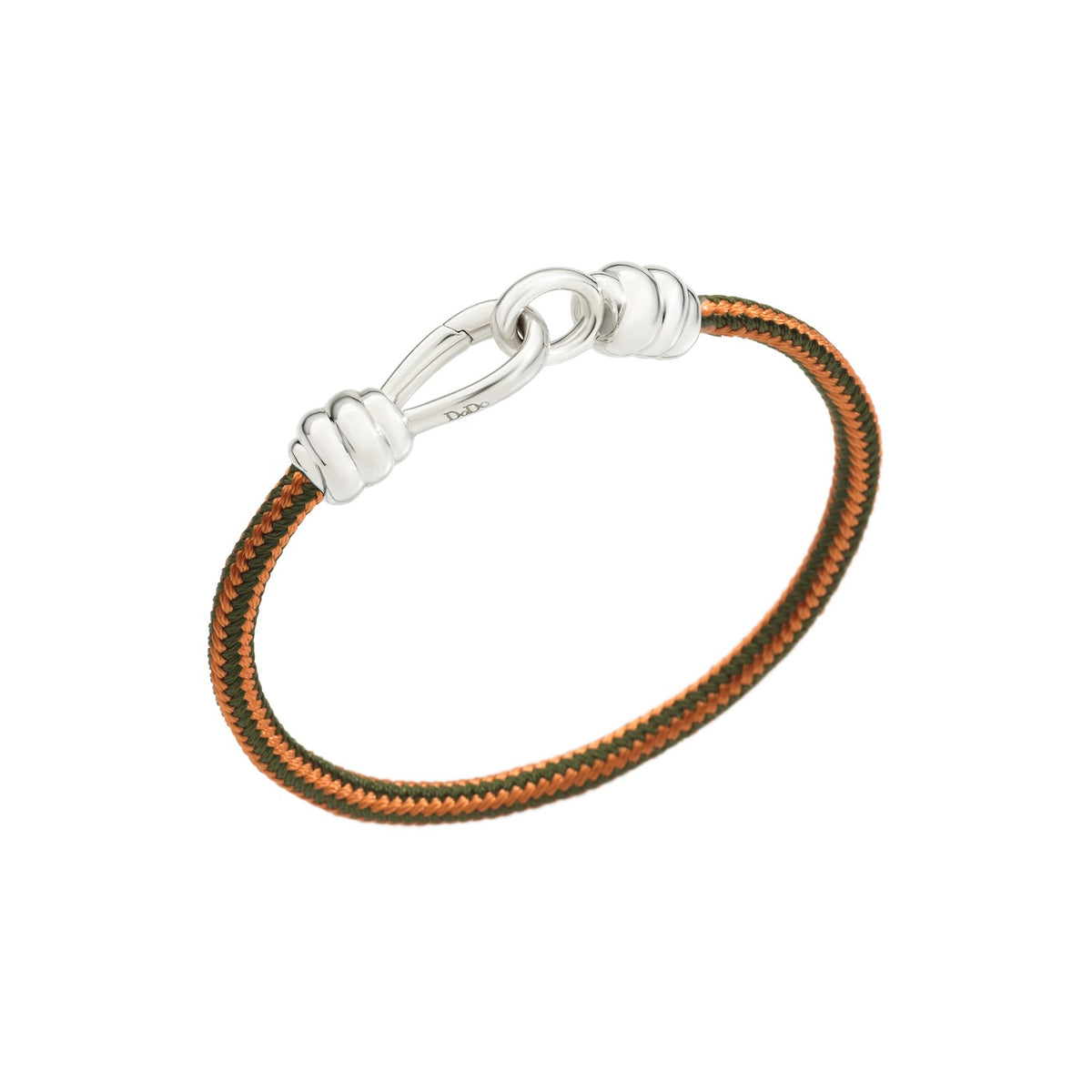 Armband Nodo – Silber & Kordel Orange und Grün