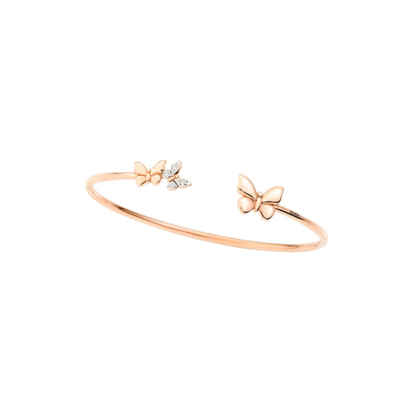 Bracelet Manchette Papillon - Or Rose 9K & Diamants