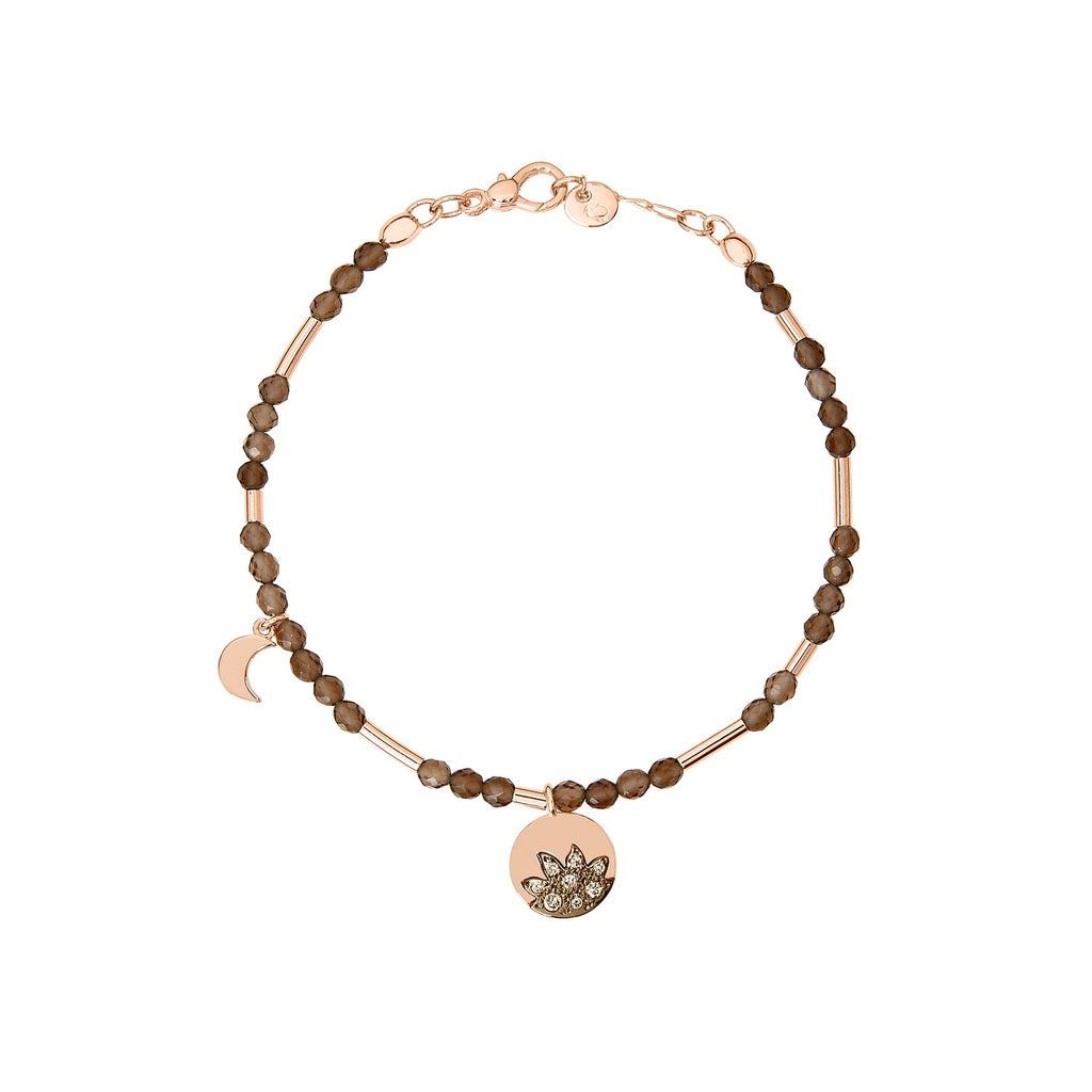 Armband Moon & Sun - 9K roséguld & rökkvarts