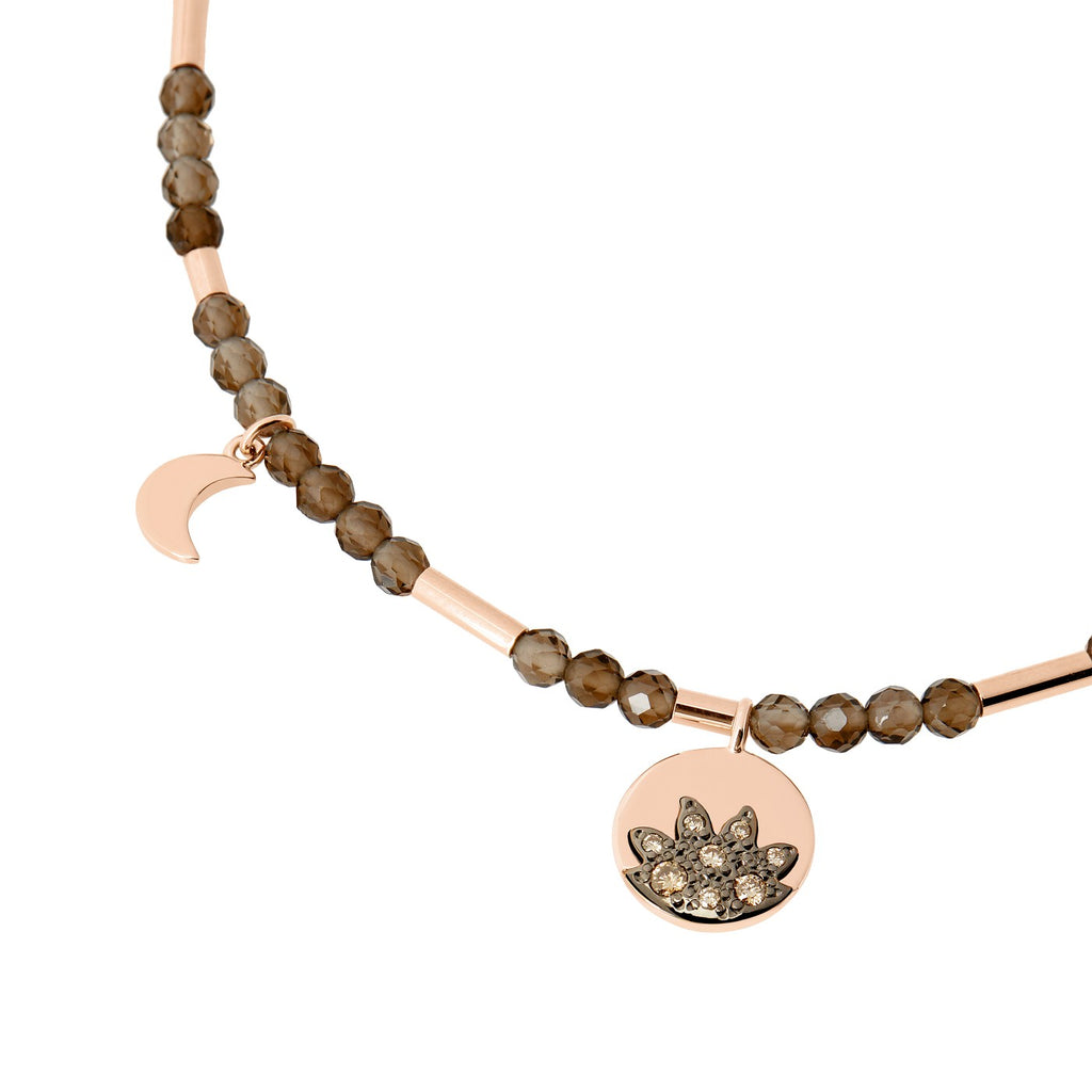 Armband Moon & Sun - 9K roséguld & rökkvarts