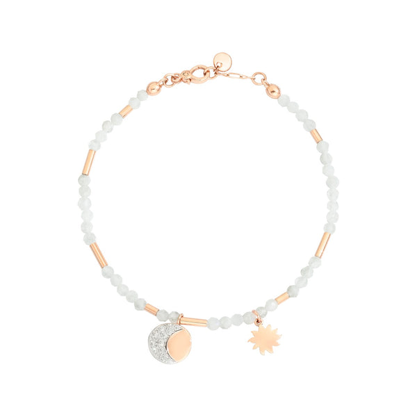 Bracelet Moon & Sun - Or Rose 9K & Pierre de lune