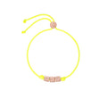 Bracelet Cube & Cordon jaune fluo - Argent plaqué Or Rose 18K