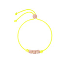 Bracelet Cube & Cordon jaune fluo - Argent plaqué Or Rose 18K