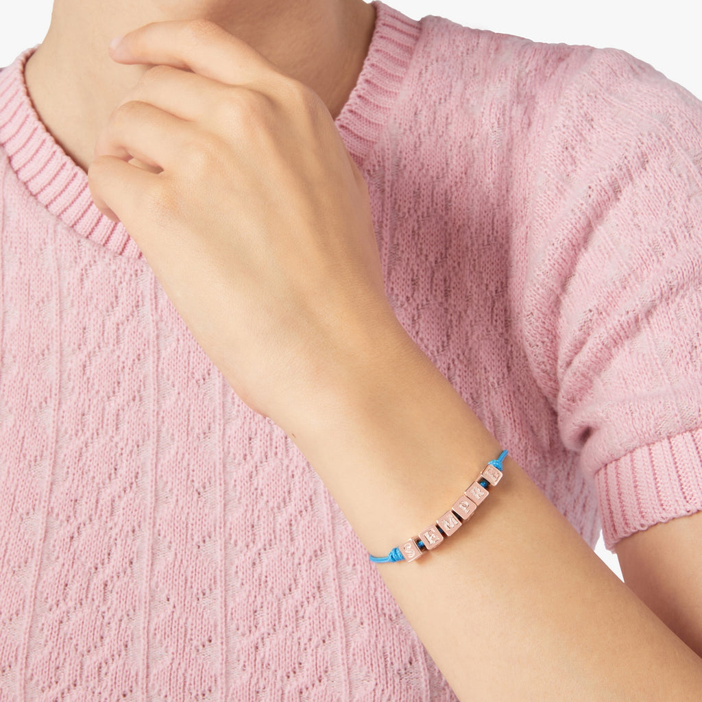 Armband Kubus & koord - Verguld zilver