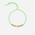 Bracelet Cube & Cordon vert fluo - Argent plaqué Or Rose 18K