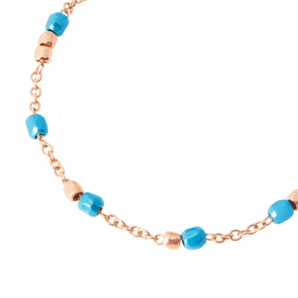 Bracelet Mini Granelli - Or Rose 9K & Céramique turquoise