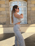 Top de rayas marineras azul