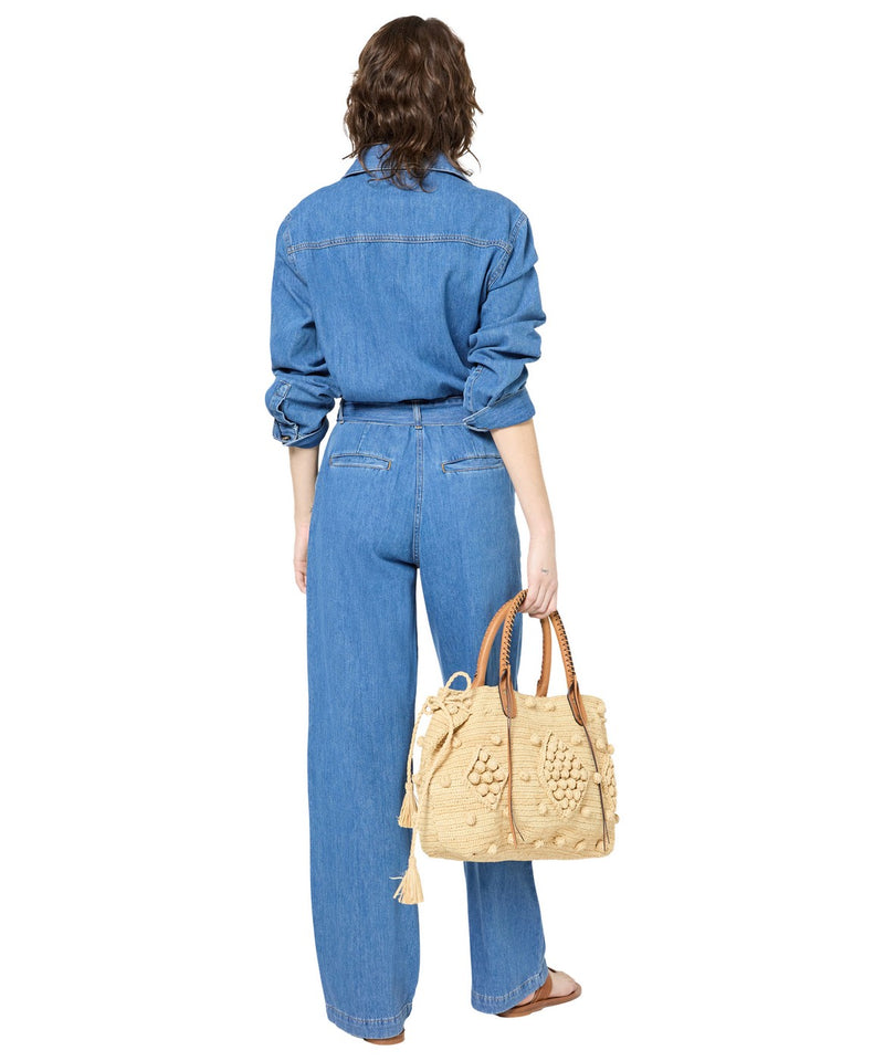 Pantalon - Combi - Short Flore - Bleu Ciel