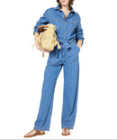 Pantalon - Combi - Short Flore - Bleu Ciel