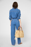 Pantalon - Combi - Short Flore - Bleu Ciel