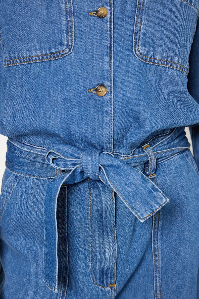 Pantalon - Combi - Short Flore - Bleu Ciel