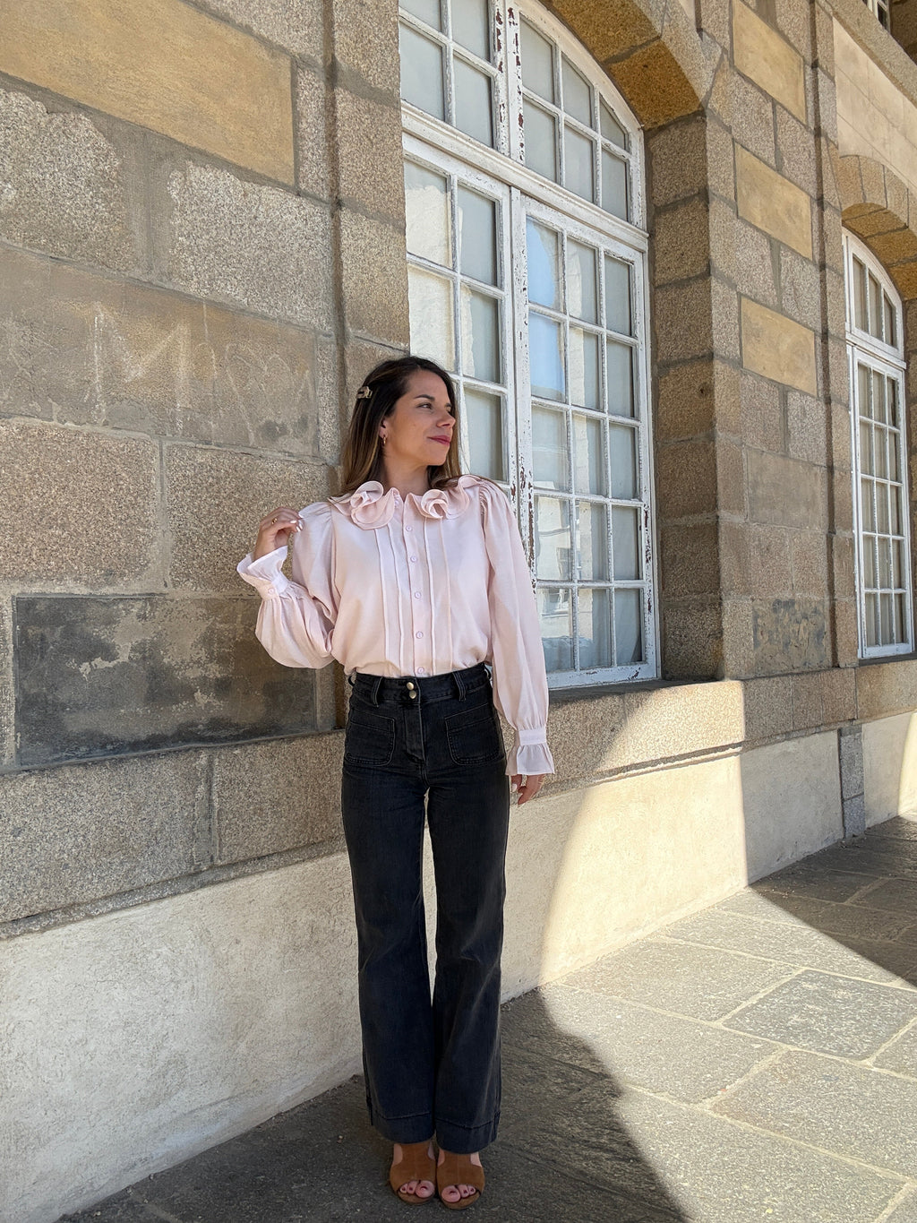 Blusa marrón rosa suave