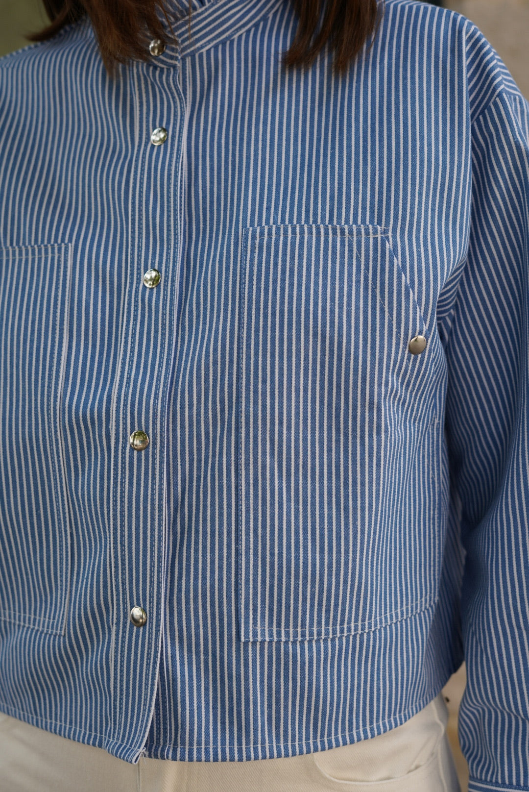 Zélie Stripe Short Jacket Blue/White