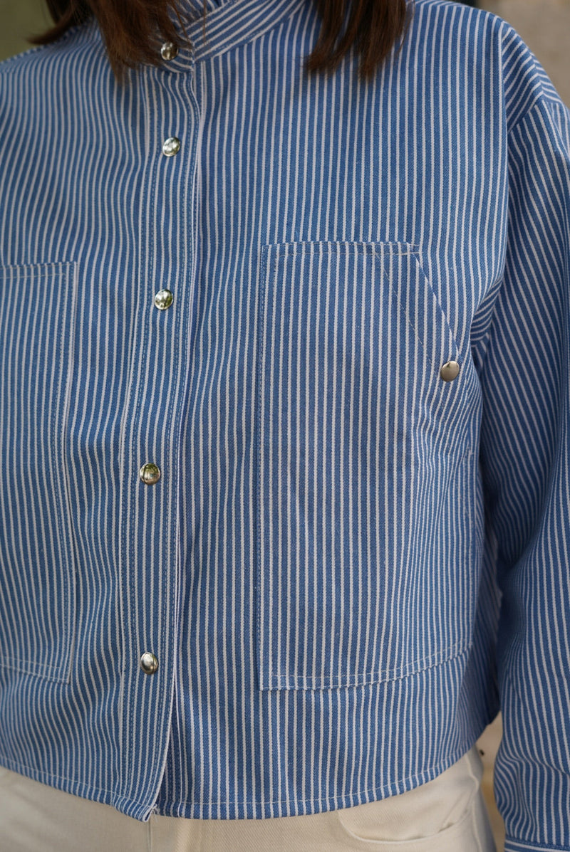 Veste Courte Zélie Rayure Bleu/Blanc