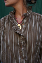 Sidonie Stripe Blouse Mocha/Ecru