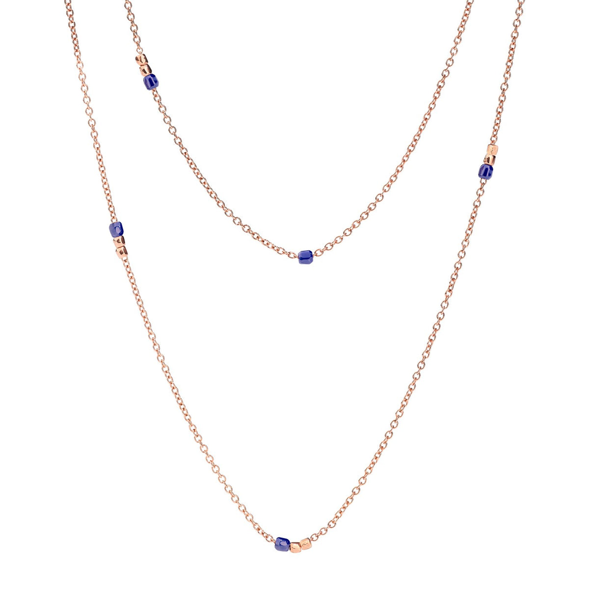 Collier Mini Granelli - Or Rose 9K & Céramique bleue