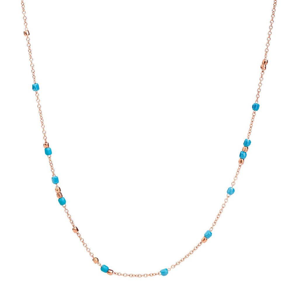 Mini Granelli Necklace - 9K Rose Gold & Turquoise Ceramic