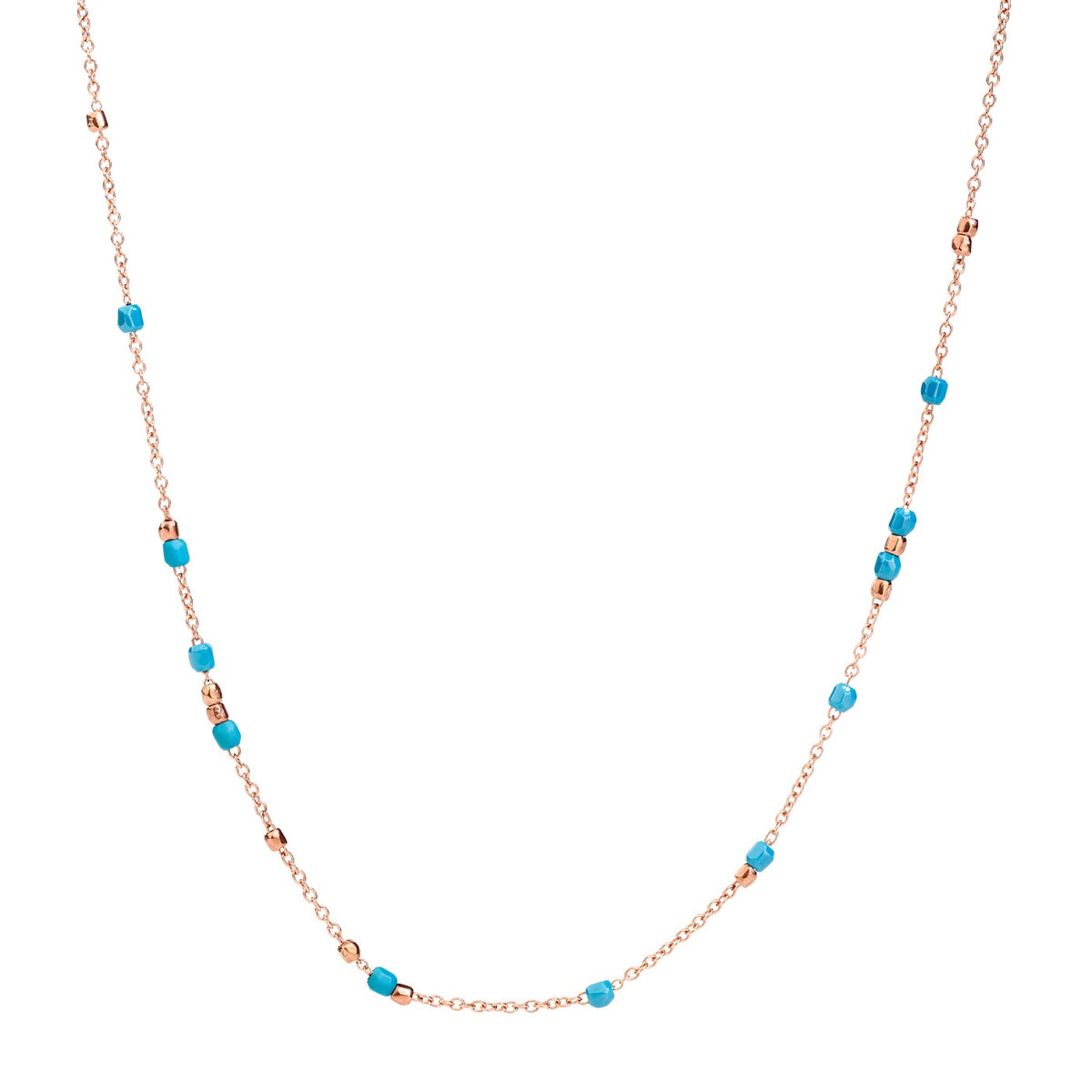 Mini Granelli Necklace - 9K Rose Gold & Turquoise Ceramic