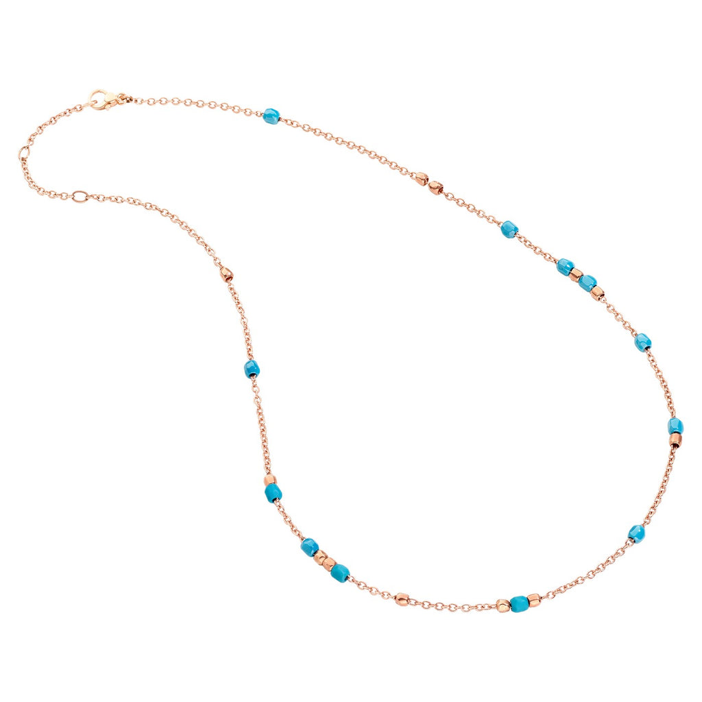 Mini Granelli Necklace - 9K Rose Gold & Turquoise Ceramic