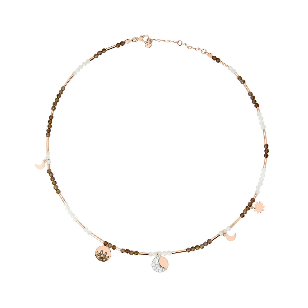Moon & Sun Necklace - 9K Rose Gold & Diamonds