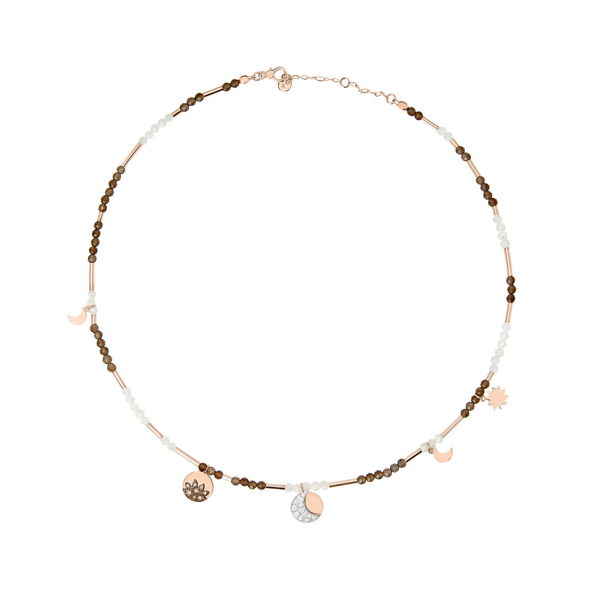 Moon & Sun Necklace - 9K Rose Gold & Diamonds