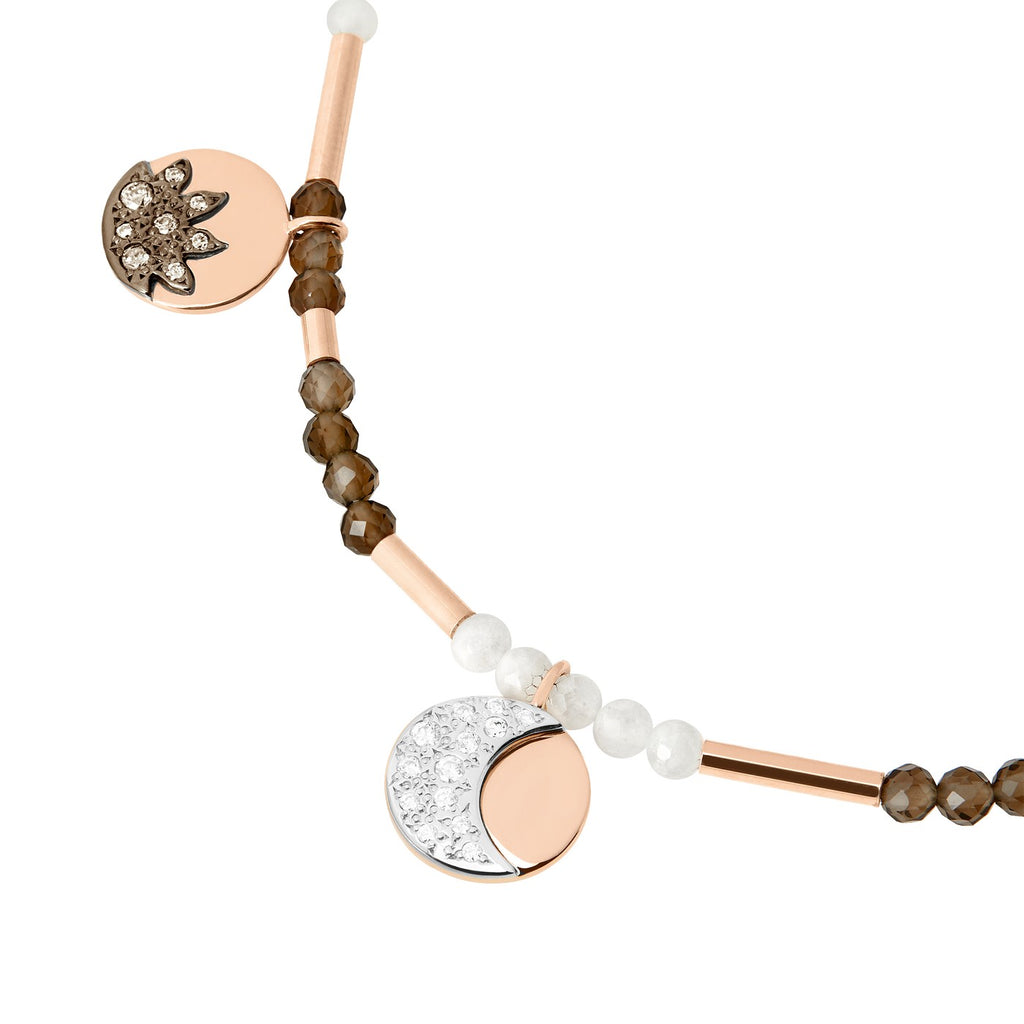 Moon & Sun Necklace - 9K Rose Gold & Diamonds