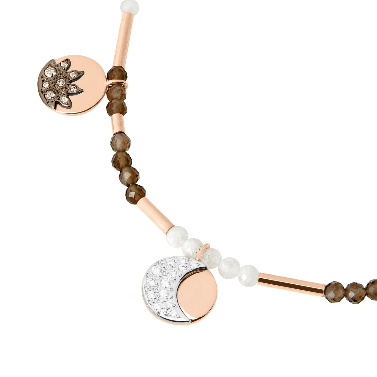 Moon & Sun Necklace - 9K Rose Gold & Diamonds