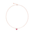 Ketting Hart - 9K roségoud, synthetische robijn & diamanten