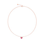 Ketting Hart - 9K roségoud, synthetische robijn & diamanten
