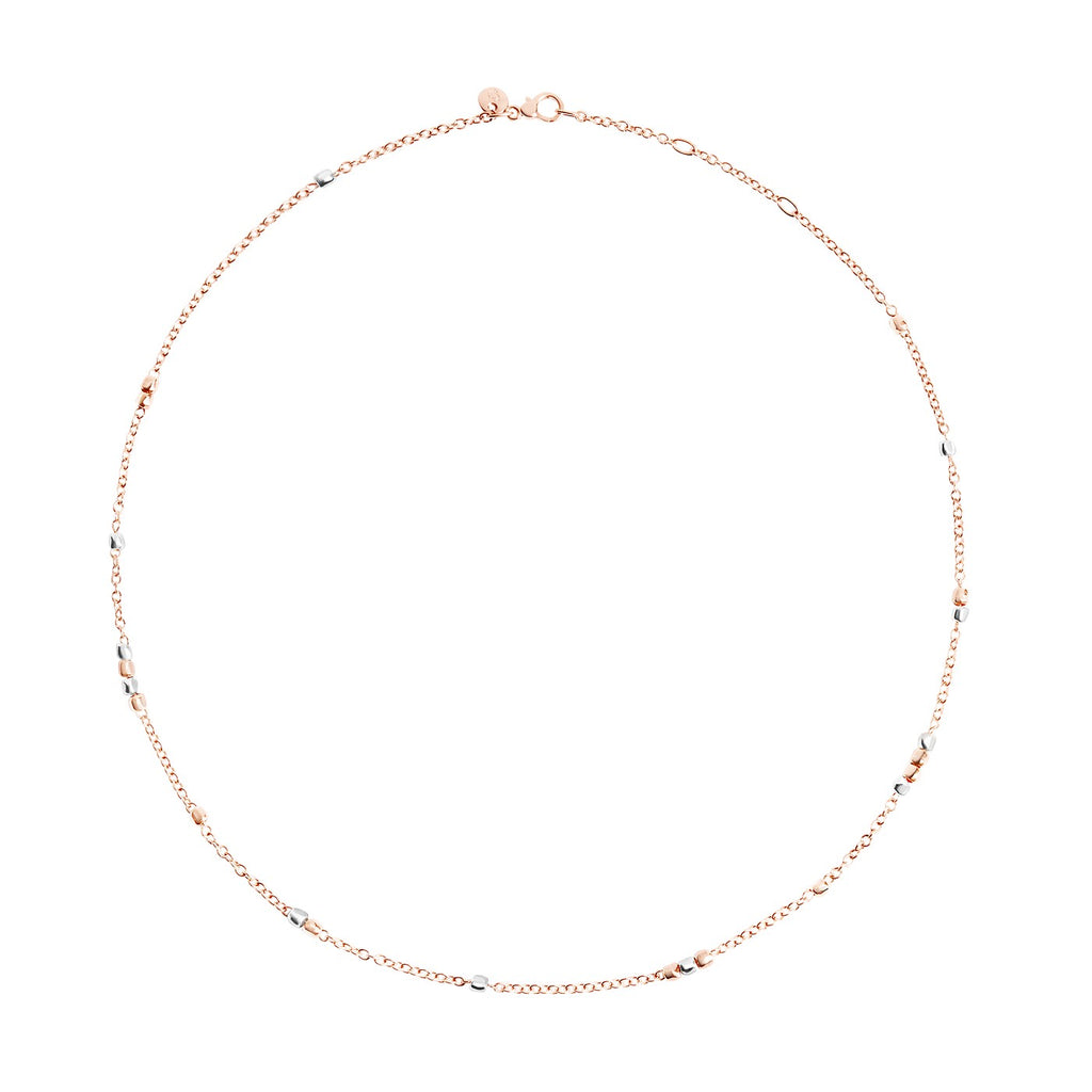 Halskette Mini Granelli – 9K Roségold & Silber