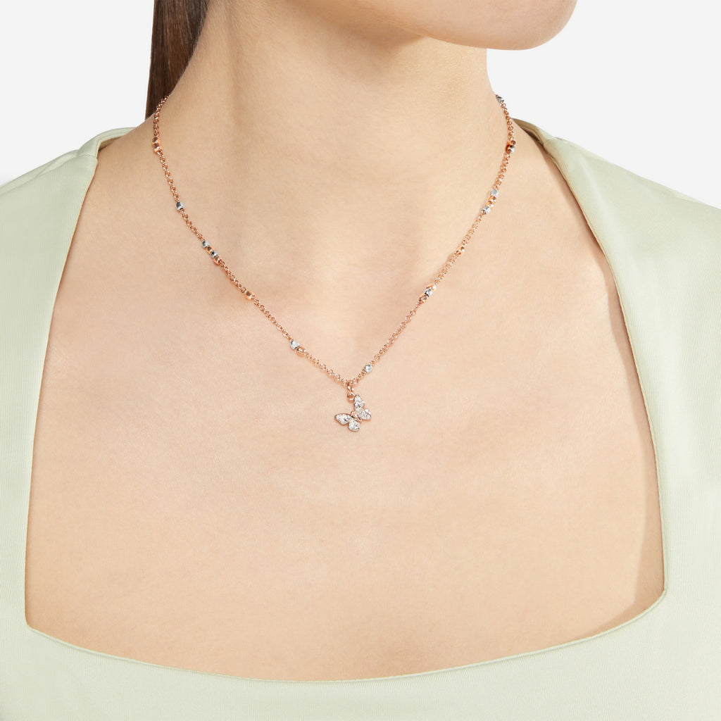 Halskette Mini Granelli – 9K Roségold & Silber