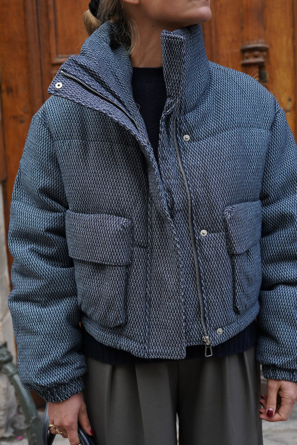 Calixte Down Jacket Blue Pattern