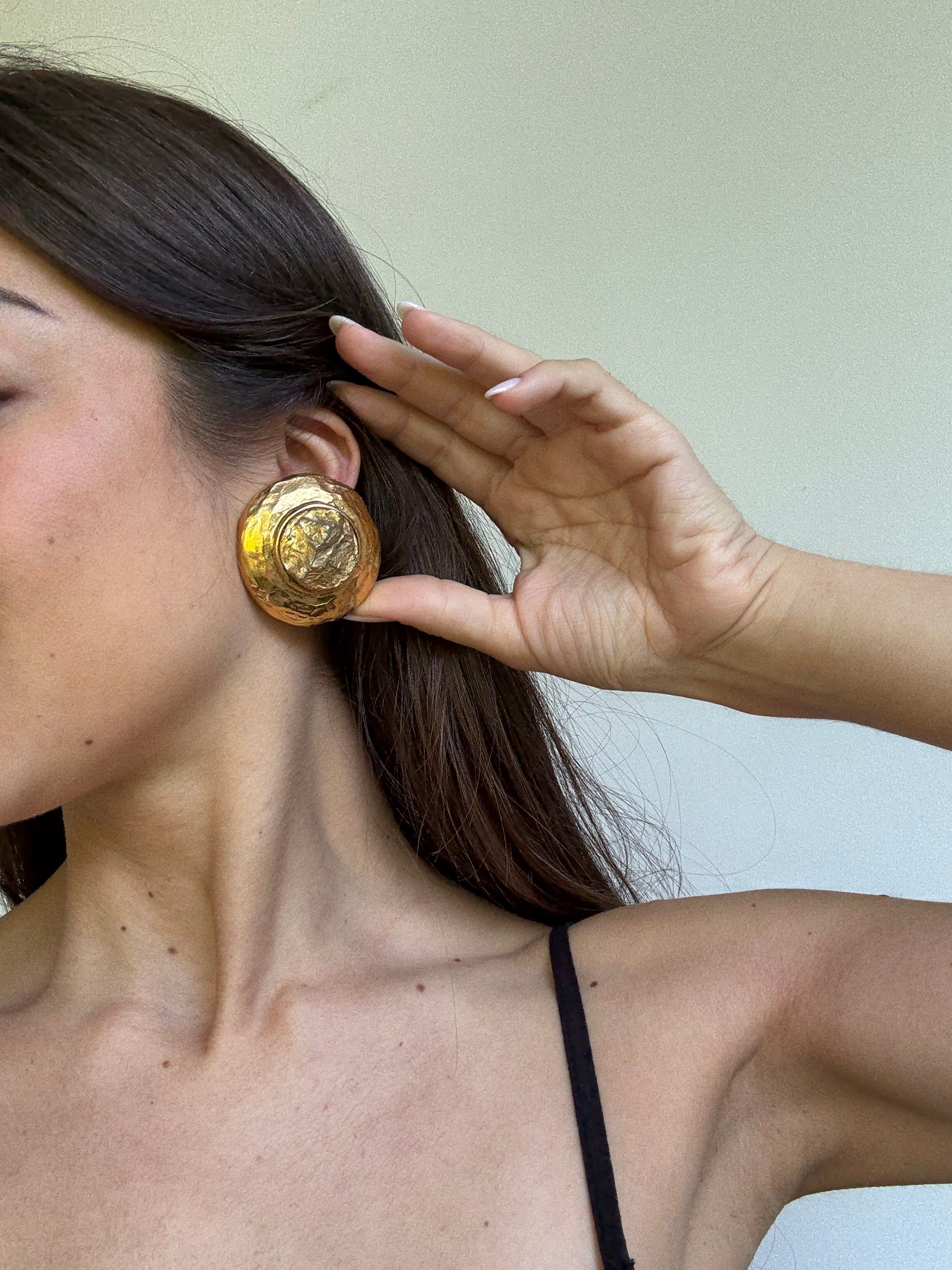 Pendientes Ysl Vintage - Relieve Martillado Xxl