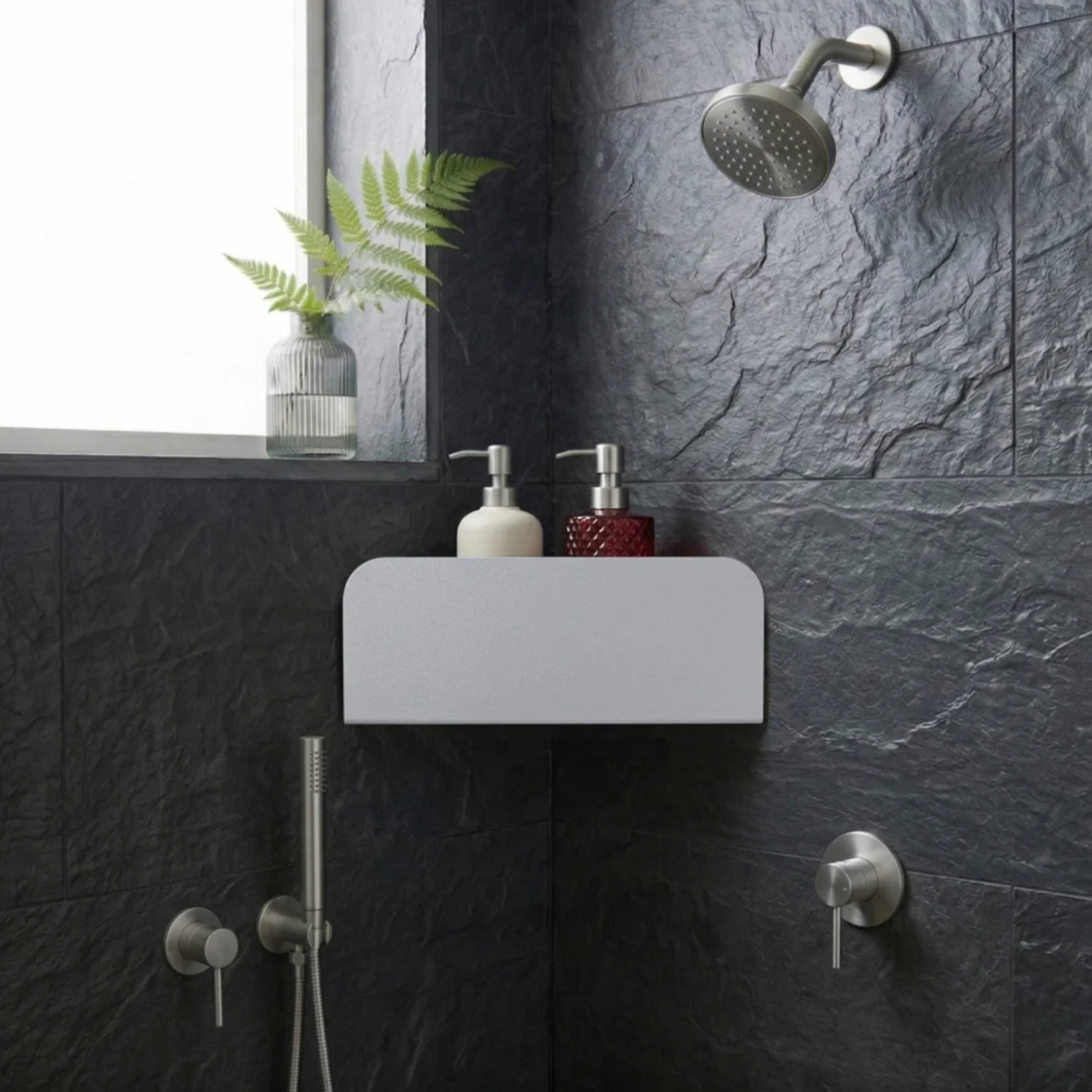 Estante de ducha de esquina - The Soothing - Gris metalizado