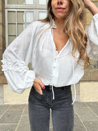 Esmée Ruffled Blouse in Ecru