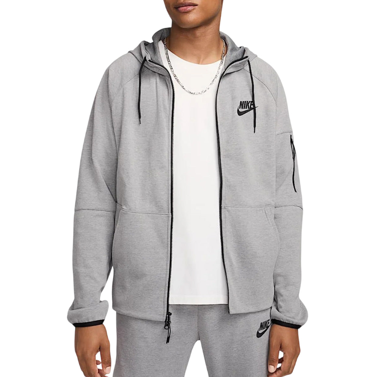 Sudadera con capucha y cremallera para hombre Nike Sportswear Tech Essentials - Gris jaspeado, negro