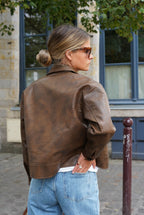 Pia Faux Leather Jacket Brown