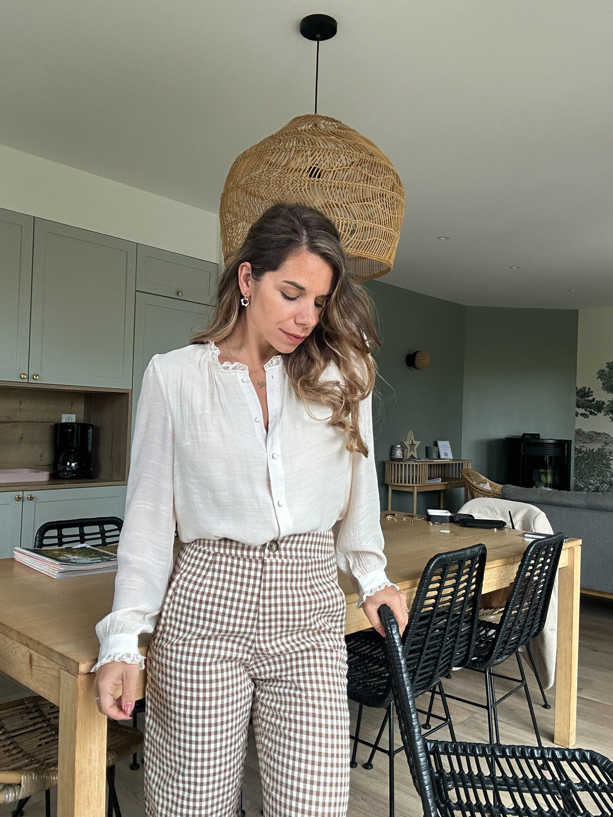 Camel Vichy Check Trousers