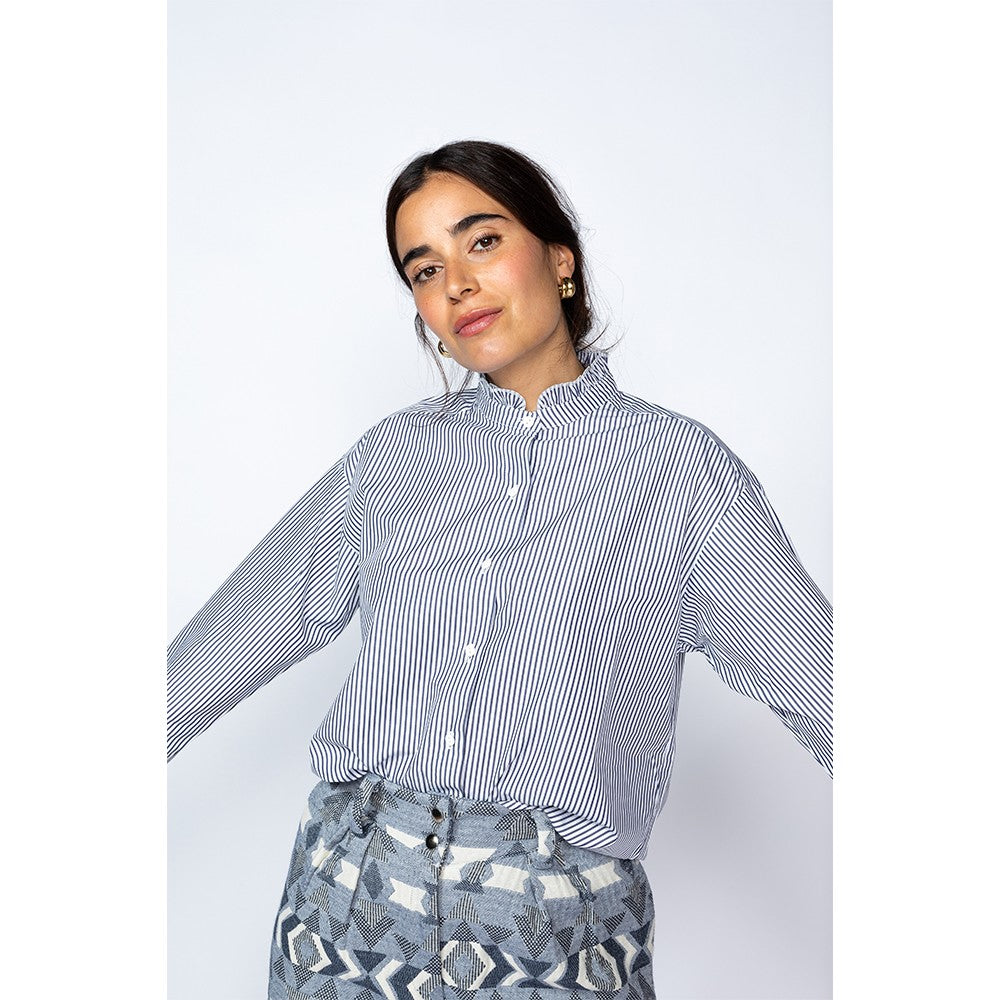 Dean Shirt - Navy/White Stripes