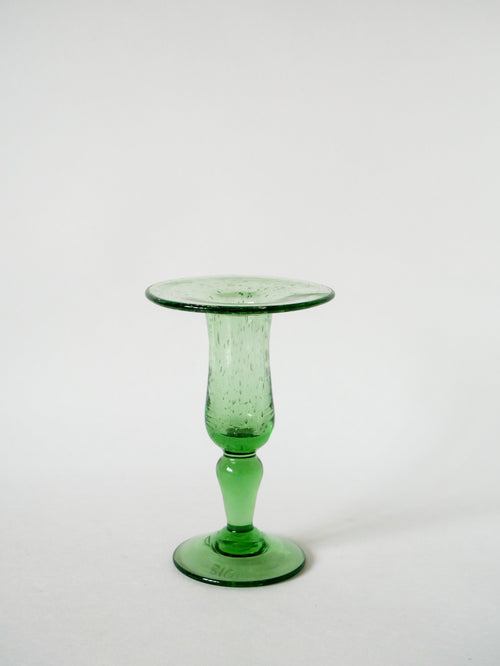 Bougeoir En Verre Soufflé Signé Biot Vert - 1960-1970