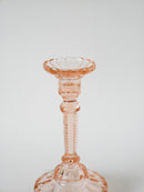 Grand Bougeoir En Verre Moulé - Rose - 1950