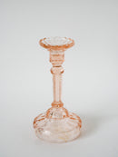 Grand Bougeoir En Verre Moulé - Rose - 1950