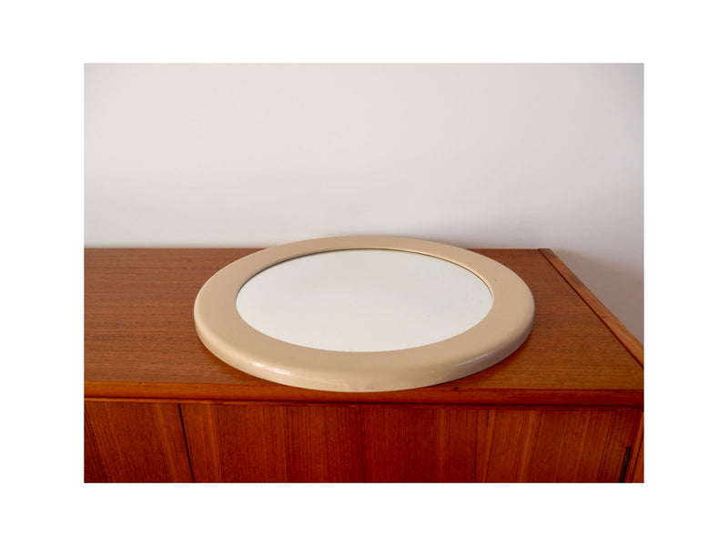 Miroir Rond En Plastique Beige Syla Made In France - Années 70