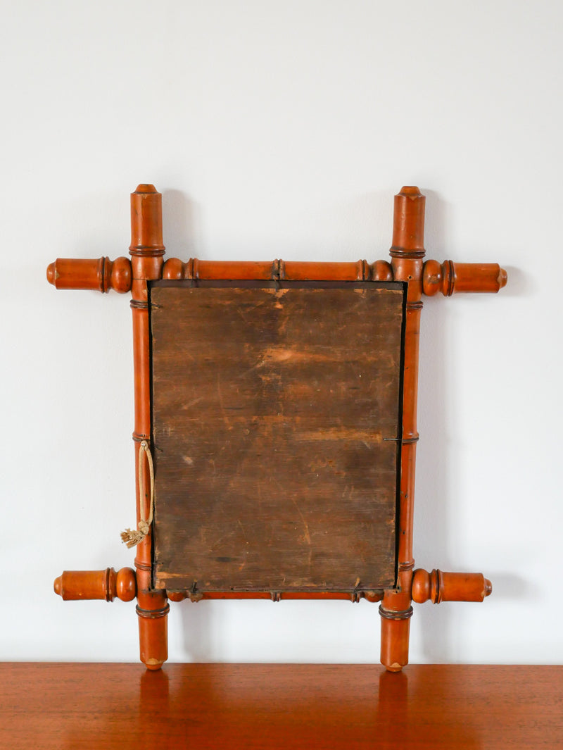 Miroir De Barbier En Bois Effet Bambou 44 X 39 Cm