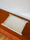 Miroir De Barbier En Bois Effet Bambou Blanc 44 X 40 Cm