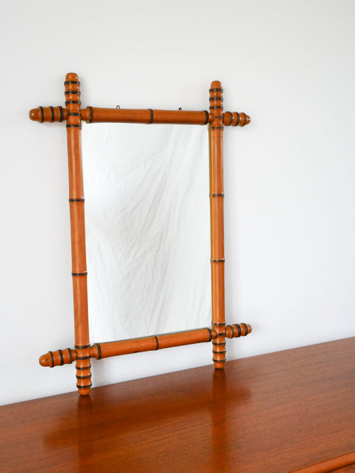 Miroir De Barbier Style Bambou - 1950 - 61 X 46.5 Cm