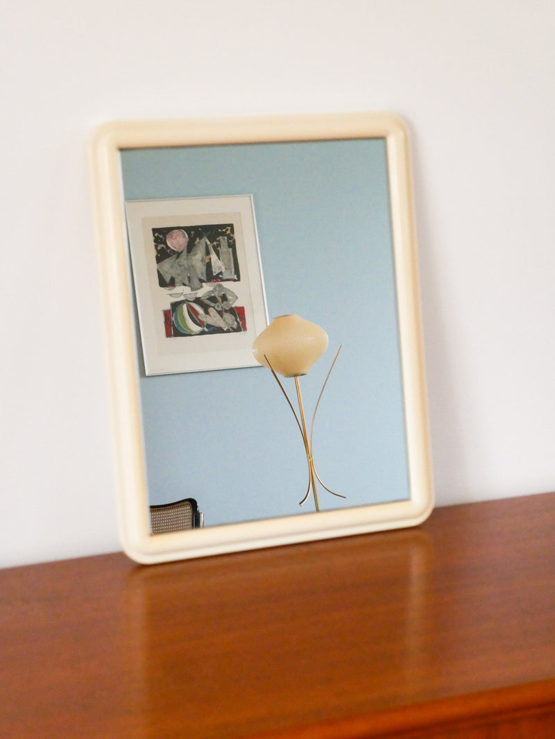 Petit Miroir Rectangulaire En Plastique - Crème - Design - 1970