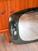 Miroir Avec Appliques Doubles Intégrées - En Verre Fumé - Bleuté - Made In Italy - Design - 1970